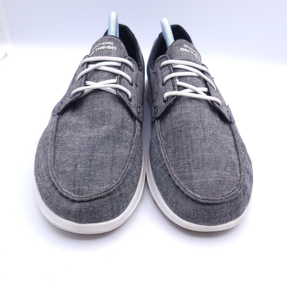 Skechers Ashore Boat Shoes Womens 11 M Heathered Gray Canvas On the Go Flex - Picture 6 of 10